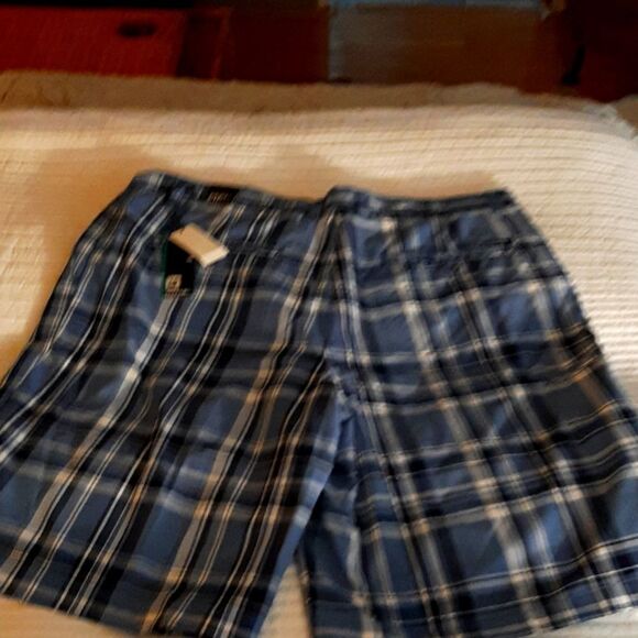 BURNSIDE COTTON  Cargo Blue Plaid Shorts 38‎ New/Tags - Picture 7 of 8